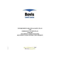 ENVIRONMENT, HEALTH & SAFETY PLAN AND EMERGENCY ACTION PLAN FOR THE 130 LIBERTY STREET BUILDING ABATEMENT & DECONSTRUCTION PROJECT