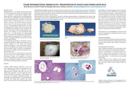 FELINE MYCOBACTERIAL PANNICULITIS. PRESENTATION OF SEVEN CASES FROM COSTA RICA. Alexis Berrocal. Servicio Privado de Patología Veterinaria. Heredia, Costa Rica.  o www.histopatovet.com INTRODUCTION