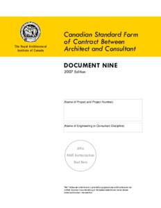 The Royal Architectural Institute of Canada Canadian Standard Form of Contract Between Architect and Consultant