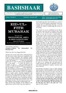 Bashshaar (Sep to Dec[removed]Official Magazine of the Ahmadiyya Anjuman Ishaat-e-Islam Lahore, Australia) — www.aaiil.org