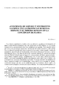 Cristianismo y aculturación en tiempos del Imperio Romano, Antig. crist. (Murcia) VII, 1990  «CONCIENCIA DE IMPERIO Y SENTIMIENTO