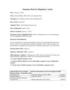 T[removed]: Summary Basis of Regulatory Action (SBRA) Template