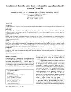 Isolations of Bwamba virus from south central Uganda and north eastern Tanzania Julius J. Lutwama, Elly B. Rwaguma, Peter L. Nawanga and Anthony Mukuye