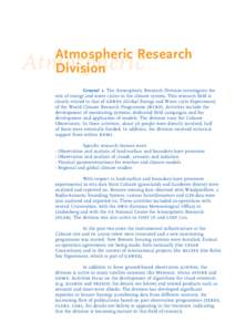 Atmospheric Research Division Atmospheric  General • The Atmospheric Research Division investigates the