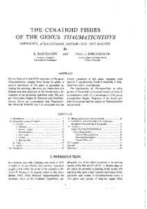 THE CERATIOID FISHES OF THE GENUS THAUMATICHTHYS O S T E O L O G Y , RELATIONSHIPS, D I S T R I B U T I O N AND B I O L O G Y