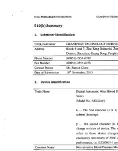 ORANOWAY TECHNO[removed]k) PREMARKET NOTIFICATION 510(k) Summary