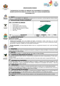 ESPECIFICACIONES TÉCNICAS “ADQUISICIÓN DE COLCHONETA DE GIMNASIO PARA EQUIPAMIENTO DE ESCENARIOS Y RECINTOS DEPORTIVOS DONDE SE LLEVARA A CABO LOS XI JUEGOS SURAMERICANOS COCHABAMBA 2018”  Ministerio