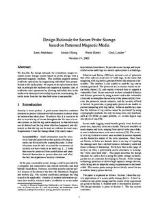 Design Rationale for Secure Probe Storage based on Patterned Magnetic Media Leon Abelmann Jordan Chong