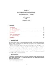 mdbch for mathematical typesetting with Bitstream Charter Paul Pichaureau∗  d