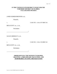 Page 1 of 33  IN THE UNITED STATES DISTRICT COURT FOR THE NORTHERN DISTRICT OF FLORIDA TALLAHASSEE DIVISION