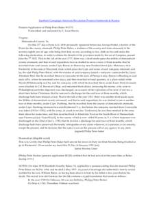 Southern Campaign American Revolution Pension Statements & Rosters Pension Application of Philip Peter Baker W5772 Transcribed and annotated by C. Leon Harris Virginia Shenandoah County Ss. On this 11th day of June A.D. 