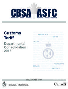 Customs Tariff Departmental Consolidation 2013