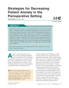 Strategies for Decreasing Patient Anxiety in the Perioperative Setting 3.0