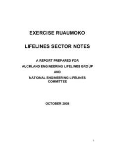 EXERCISE RUAUMOKO LIFELINES SECTOR NOTES A REPORT PREPARED FOR AUCKLAND ENGINEERING LIFELINES GRO UP AND NATIONAL ENGINEERING LIFELINES