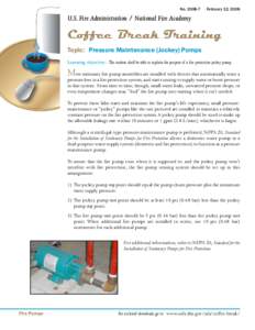 Coffee Break Training Bulletin: Pressure Maintenance Pumps