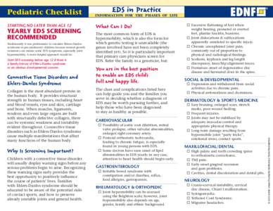 EDS in Practice  INFORMATION FOR THE PHASES OF LIFE STARTING NO LATER THAN AGE 12
