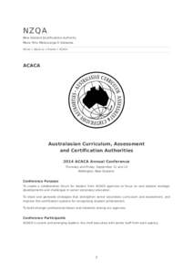 NZQA  New Zealand Qualifications Authority Mana Tohu Matauranga O Aotearoa Home > About us > Events > ACACA