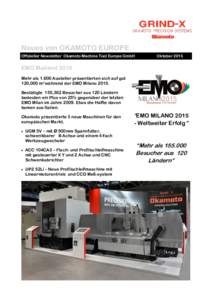 Neues von OKAMOTO EUROPE Offizieller Newsletter Okamoto Machine Tool Europe GmbH OktoberEMO Mailand 2015