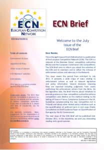 ECN Brief ECN Brief[removed]Table of contents Enforcement & Cases Legislation & Policy