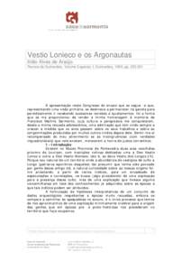 Vestio Lonieco e os Argonautas Ilídio Alves de Araújo Revista de Guimarães, Volume Especial, I, Guimarães, 1999, pp[removed]