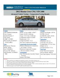 2012 Honda Civic CNG VIN[removed]Advanced Vehicle Testing - Compression Testing Results
