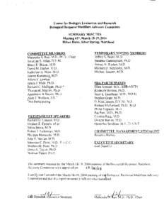 Center for Biologics Evaluation and Research Biological Respense Modifiers Advisory Committee SUMMARY MINUTES Meeting #37, March 18-19,2001 Hilton Hotel, Silver Spring, Maryland