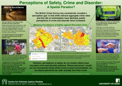 Perceptions of Safety, Crime and Disorder: A Spatial Paradox? Natural Surveillance  ‘Day and night it‟s very busy so you