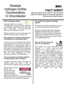 Elevated Hydrogen Sulfide Gas Concentrations in Groundwater