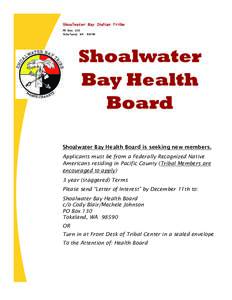 Shoalwater Bay Indian Tribe PO Box 130 Tokeland, WA 98590