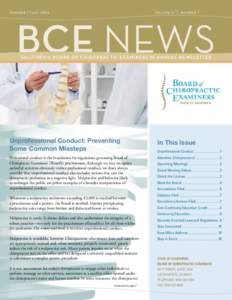 Board of Chiropractic Examiners - Summer/Fall 2014 newsletter