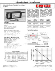 Hollow Cathode Lamp Supply Adjustable Current Regulated Lamp Supply HC Series The HC20 is a compact, modular