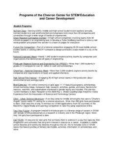 Center for STEM Education and Career Development: Current Offerings