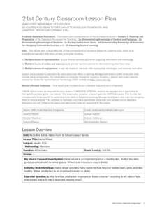 21st Century Classroom Lesson Plan IDAHO STATE DEPARTMENT OF EDUCATION DEVELOPED ACCORDING TO THE CHARLOTTE DANIELSON FRAMEWORK AND UNIVERSAL DESIGN FOR LEARNING (UDL)  Charlotte Danielson Framework - This lesson plan in