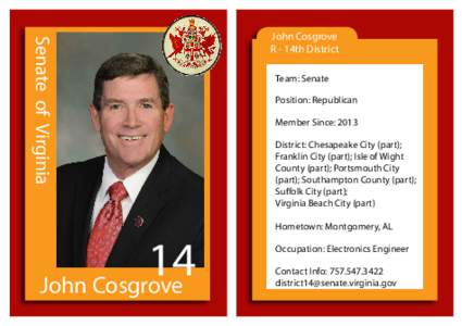 Senate of Virginia  14 John Cosgrove  John Cosgrove