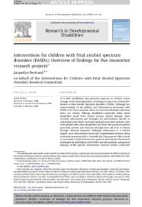 Interventions for children with fetal alcohol spectrum disorders (FASDs): Overview of findings for five innovative research projects