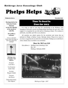 Holdrege Area Genealogy Club Volume 20, Issue 4 Phelps Helps  Page