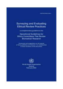 TDR/PRD/ETHICS[removed]Surveying and Evaluating Ethical Review Practices a complementary guideline to the