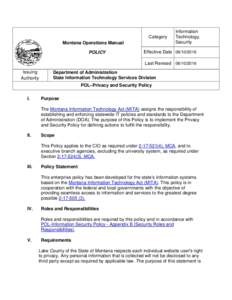 Category Montana Operations Manual POLICY Information Technology,