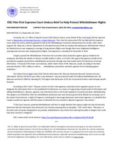 National security / Robert MacLean / Sensitive Security Information / United States Office of Special Counsel / Whistleblower / Federal Air Marshal Service / Uniformed Services Employment and Reemployment Rights Act / Department of Defense Whistleblower Program / Defense Intelligence Community Whistleblower Protection / United States Department of Homeland Security / Government / Security