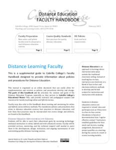 Distance Education FACULTY HANDBOOK Cabrillo College, 6500 Soquel Drive, Aptos CA[removed]Teaching and Learning Center, ([removed]February 2013