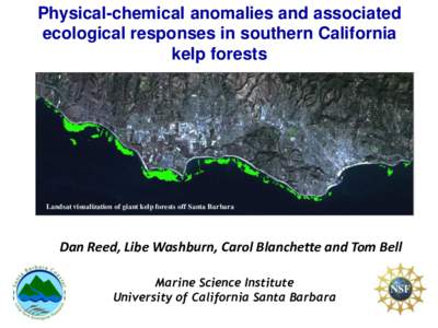 Physical-chemical anomalies and associated ecological responses in southern California kelp forests Landsat visualization of giant kelp forests off Santa Barbara