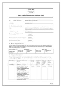 Form 604 Corporations Law Section 671B Notice of change of interests of substantial holder