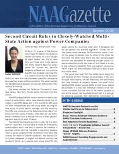 October[removed]Second Circuit Rules in Closely-Watched MultiState Action against Power Companies SARAH BERTOZZI, ADVANCED LAW CLERK  On Sept. 21, a panel of the Second