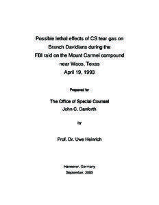 Possible lethal effects of CS tear gas on Branch Davidians during the FBI raid on the Mount Carmel compound