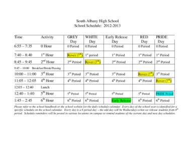 South Albany High School -  Bell Schedule[removed]
