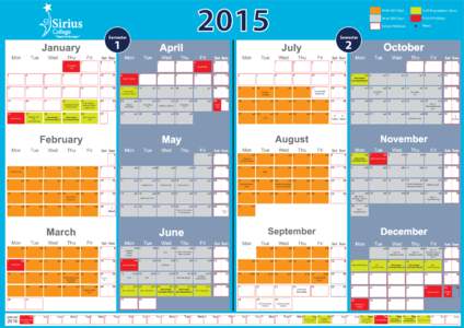 2015 SIRIUS COLLEGE STAFF CALENDAR