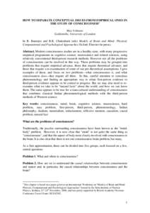 Cognition / Phenomenology / Mental processes / Neuropsychological assessment / Consciousness / Neural correlates of consciousness / Hard problem of consciousness / Max Velmans / Neural correlate / Cognitive science / Mind / Philosophy of mind