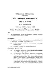 Statement of Principles concerning POLYMYALGIA RHEUMATICA No. 24 of 2008 for the purposes of the