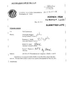 AGENDA DOCUMENT NO[removed]ZOlI t!.:.Y 20 p I: 20  FEDERAL ELECTION COMMISSION