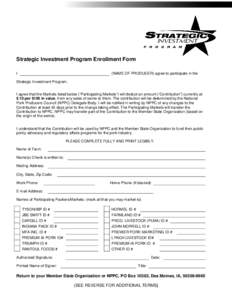 Strategic Investment Program Enrollment Form